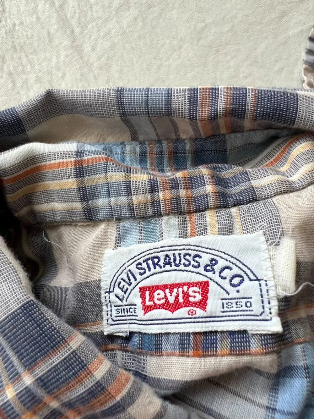 Vintage Levis button up shirt long sleeve XL brown blue plaid 90s Levi's